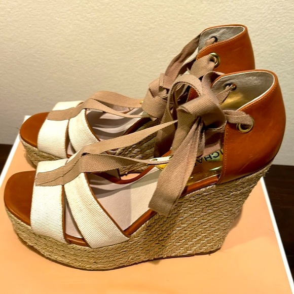Leather and linen wedges - Picture 5 of 7